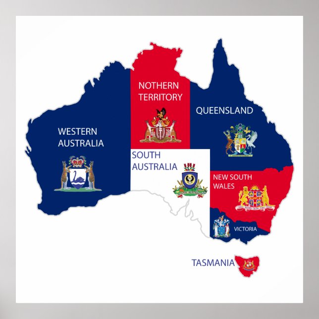 Karta i Australien Poster (Framsidan)