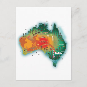 Karta i Australien Vykort