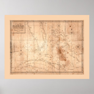 Karta i Bahama Banker och Bahama-öarna (1817) Poster