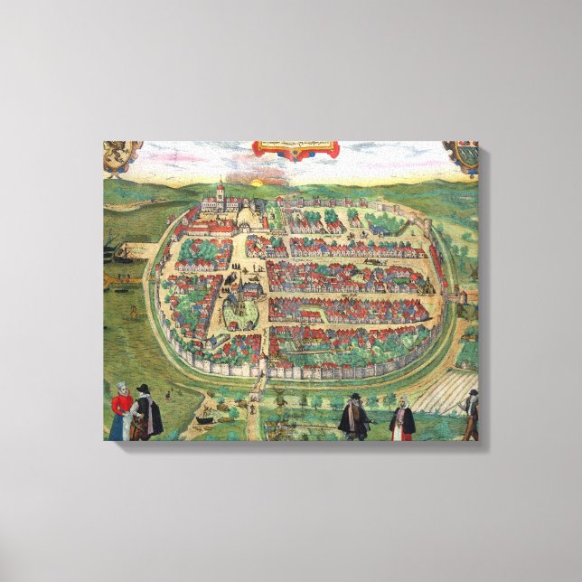 Karta i Barth, från "Civitates Orbis Terrarum" av  Canvastryck (Framsida)