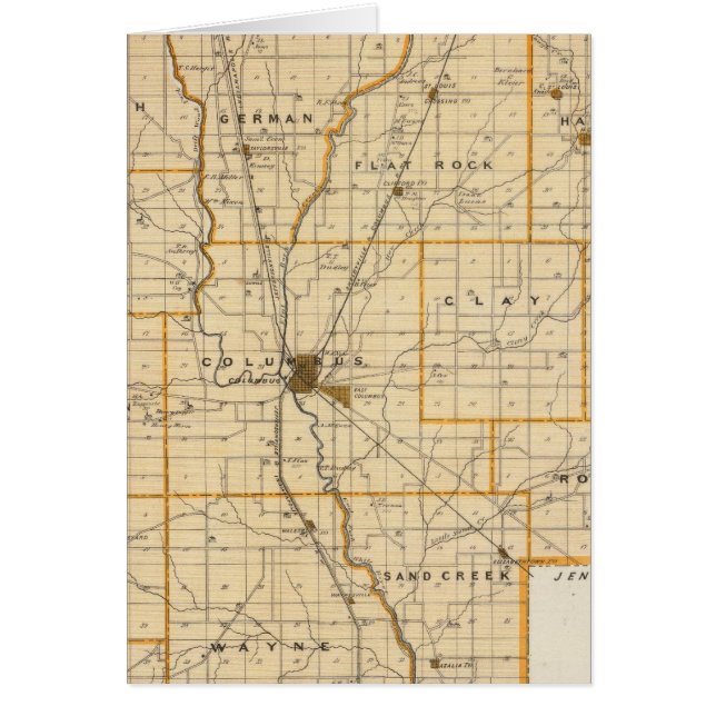 Karta i Bartholomew County Hälsningskort (Framsidan)