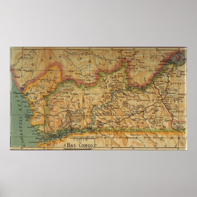 Karta i Bas Kongo - Belgiska Kongo 1913 Poster (Framsidan)