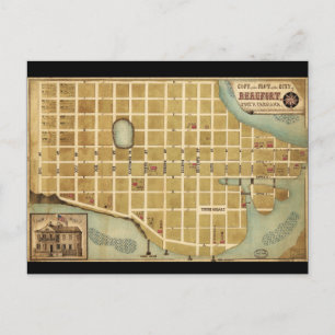 Karta i Beaufort South Carolina (1860) Vykort