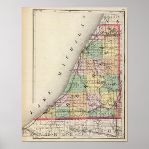 Karta i Berrien County, Michigan Poster