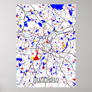 Karta i Birmingham Poster