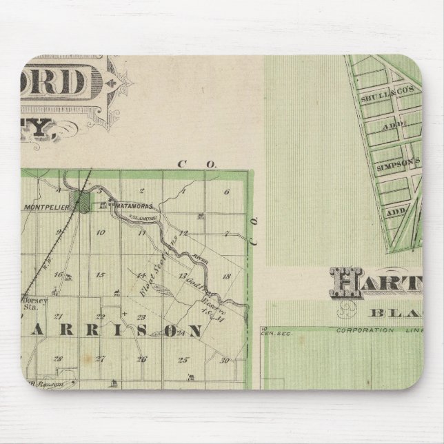 Karta i Blackford County med Montpelier Musmatta (Framsidan)