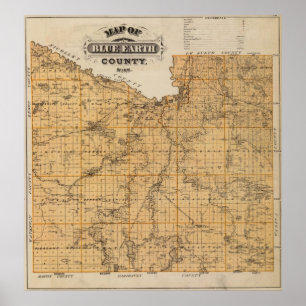 Karta i Blue Earth County, Minnesota Poster