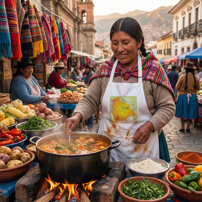 Karta i Bolivia med städer och Gräns Förkläde (Skapare uppladdad)