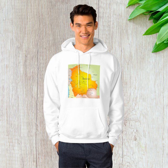 Karta i Bolivia med städer och Gräns Hoodie (Skapare uppladdad)