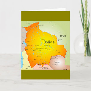 Karta i Bolivia med städer och Gräns Kort