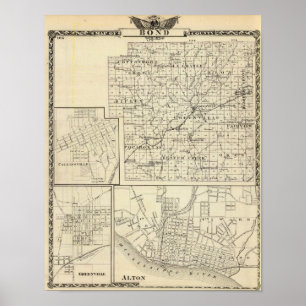 Karta i Bond County, Alton Poster