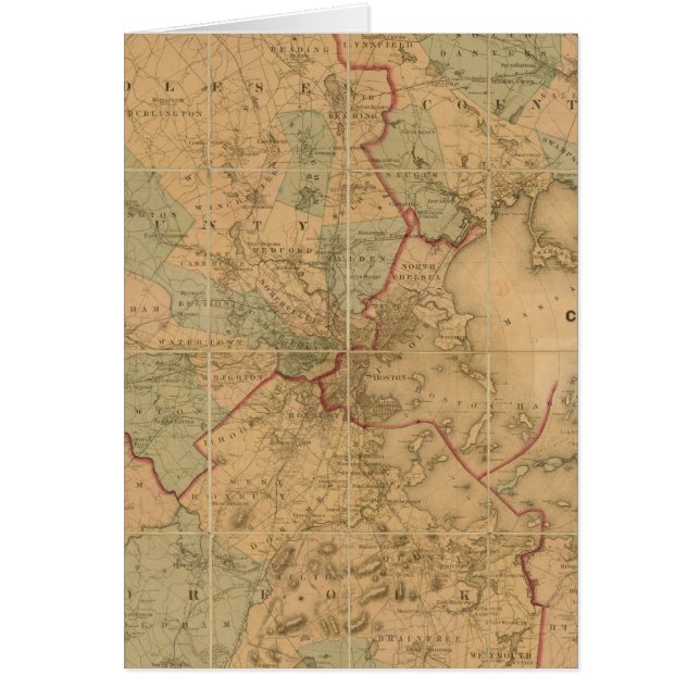 Karta i Boston 2 Hälsningskort (Framsidan)