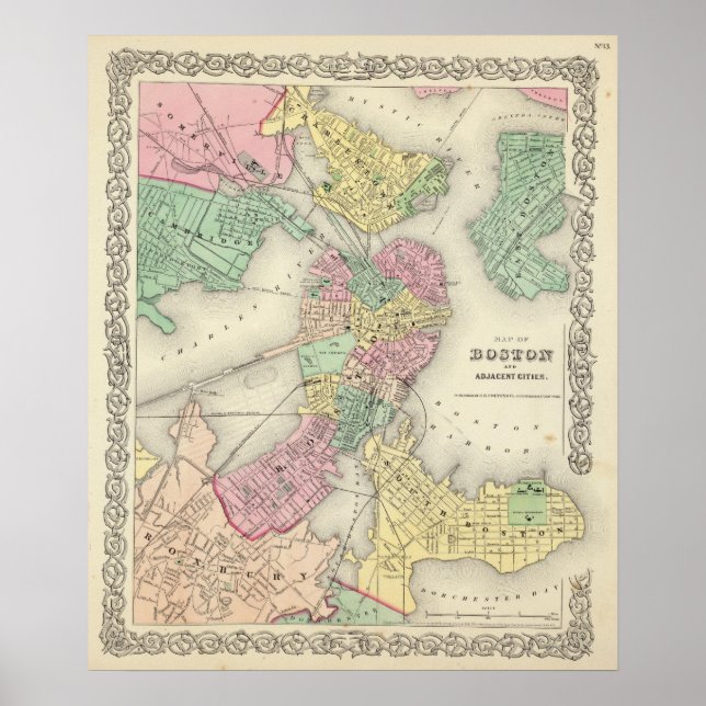 Karta i Boston och angränsande städer Poster (Framsidan)