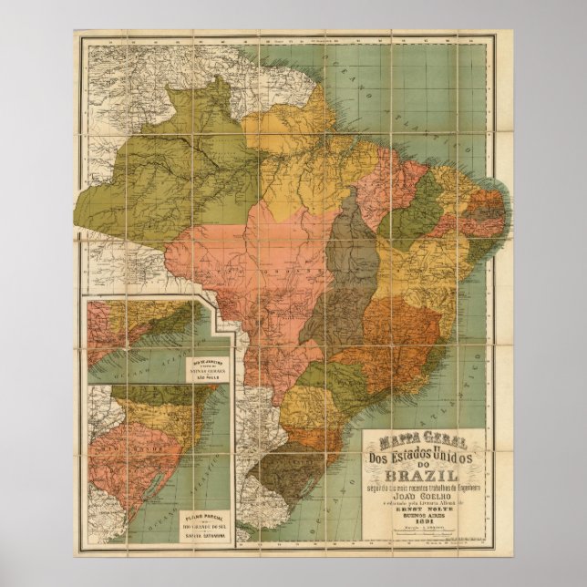 Karta i Brasilien Poster (Framsidan)