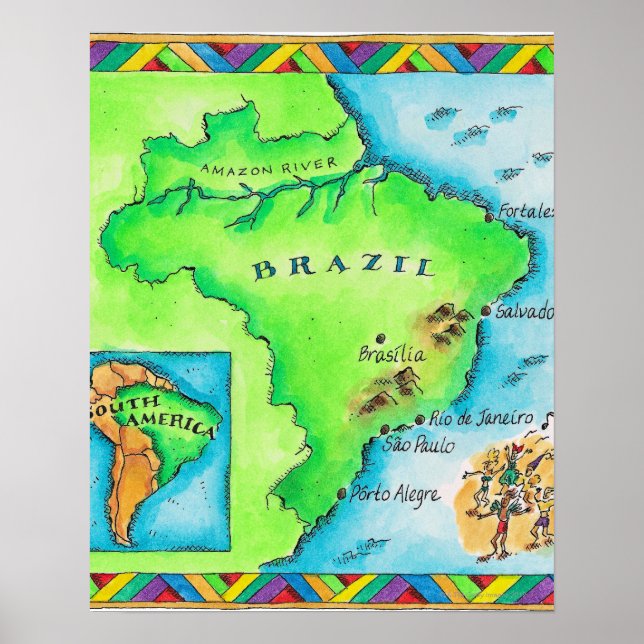 Karta i Brasilien Poster (Framsidan)