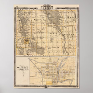 Karta i Bremer County Poster