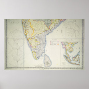 Karta i British Southern India, 1872 Poster