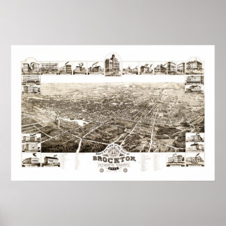 Karta i Brockton, Massachusetts 1882 Poster