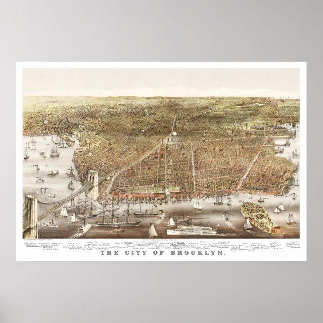Karta i Brooklyn, New York från 1879 Poster (Framsidan)