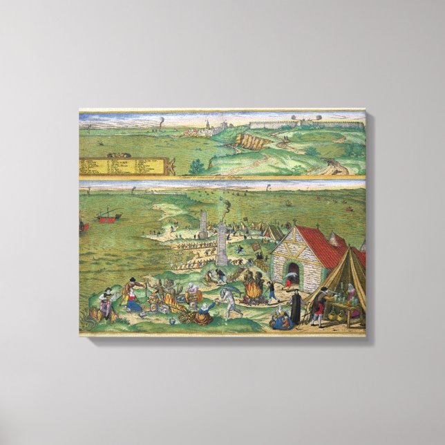 Karta i Cadiz, från "Civitates Orbis Terrarum" av  Canvastryck (Framsida)