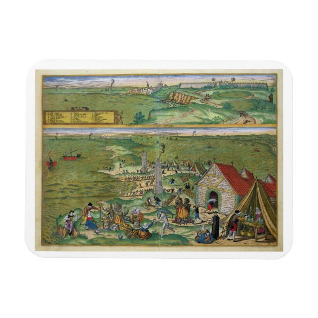 Karta i Cadiz, från "Civitates Orbis Terrarum" av  Magnet (Horisontell)
