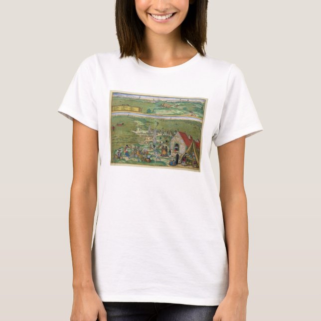 Karta i Cadiz, från "Civitates Orbis Terrarum" av  Tee Shirt (Framsida)