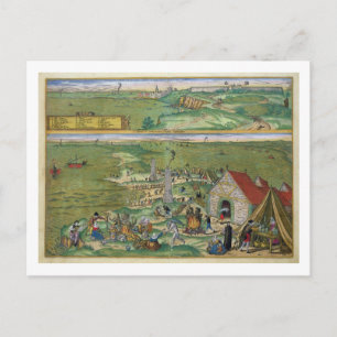 Karta i Cadiz, från "Civitates Orbis Terrarum" av  Vykort