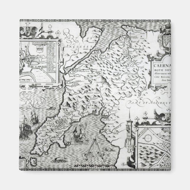 Karta i Caernarvon, 1616 Magnet (Framsidan)