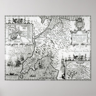 Karta i Caernarvon, 1616 Poster
