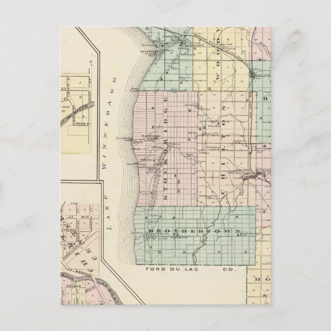 Karta i Calumet County, delstaten Wisconsin Vykort (Framsida)