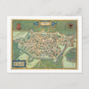 Karta i Cambrai, från "Civitates Orbis Terrarum" a Vykort