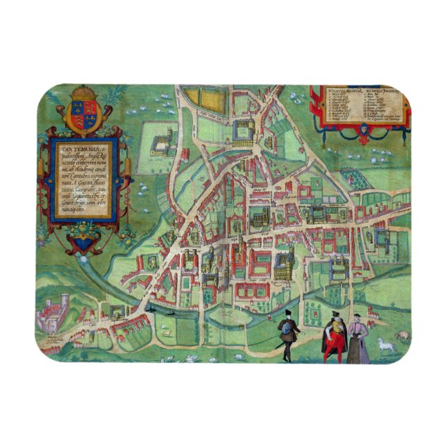 Karta i Cambridge, från Civitates Orbis Terrarum Magnet (Horisontell)