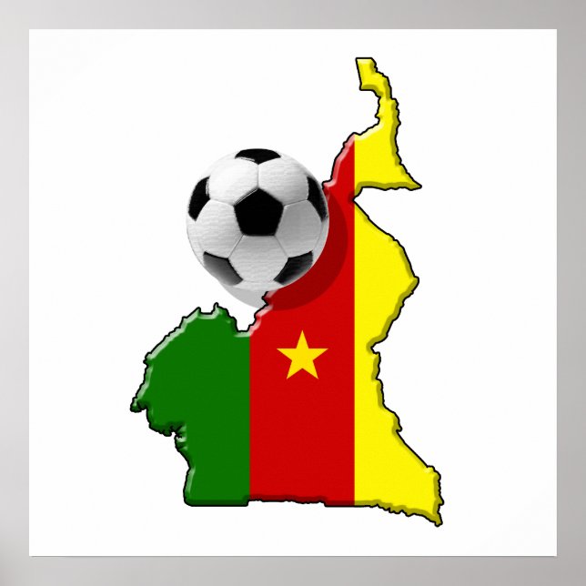 Karta i Cameroon Cameroun-fotbollsgåvor Poster (Framsidan)
