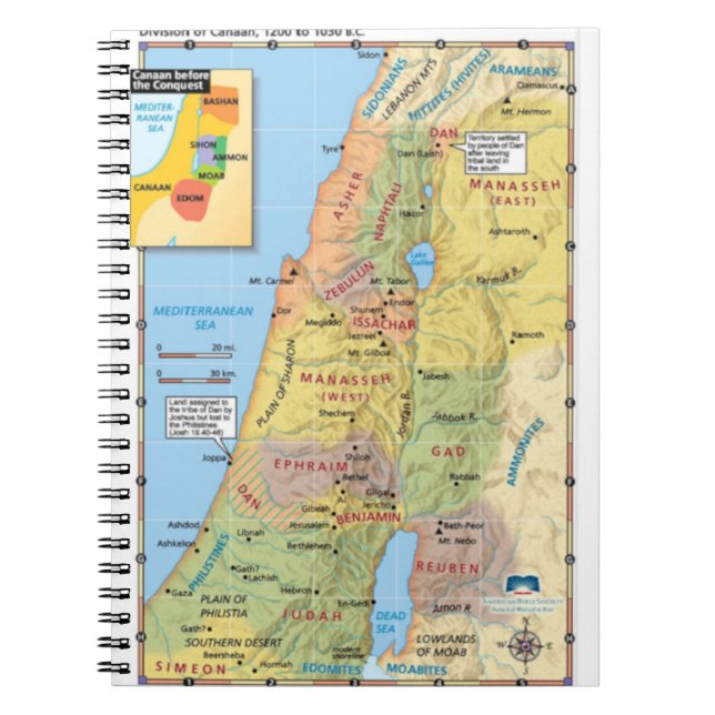 Karta i Canaan Twelve Tribal Lands Anteckningsbok (Framsidan)