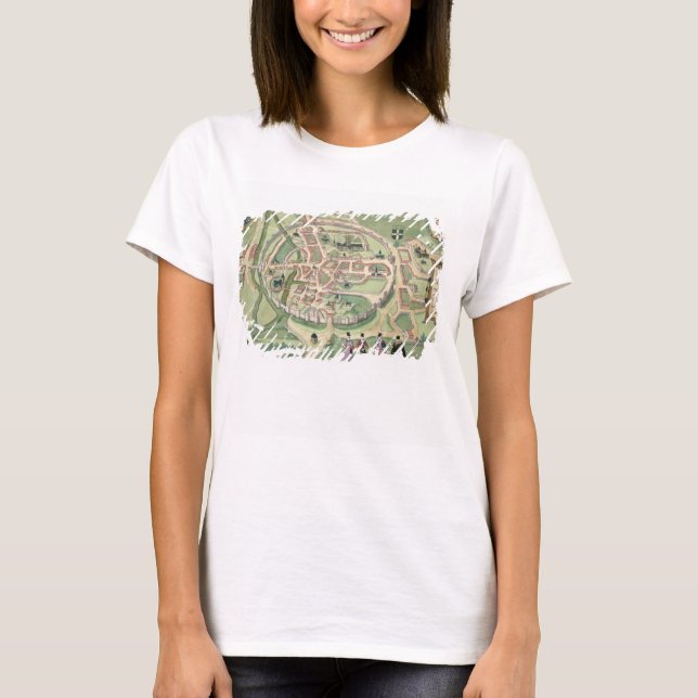 Karta i Canterbury, från Civitates Orbis Terrarum T-shirt (Framsida)