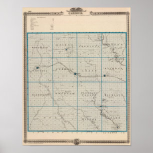 Karta i Carroll County, delstaten Iowa Poster