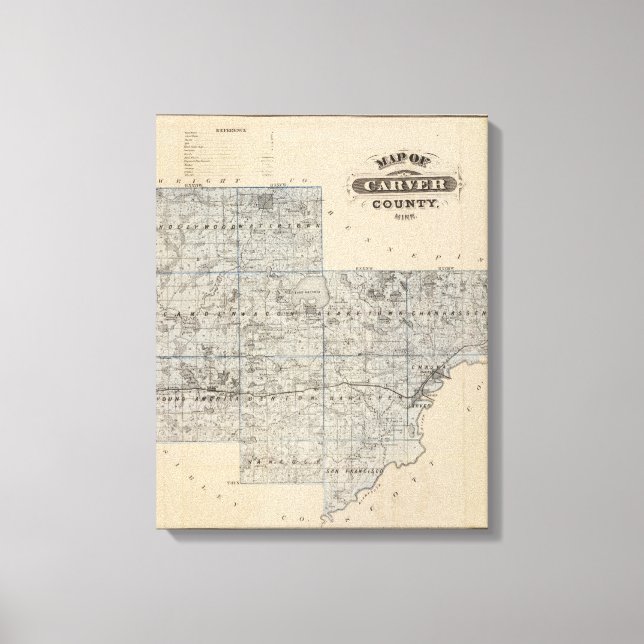 Karta i Carver County, Minnesota Canvastryck (Framsida)