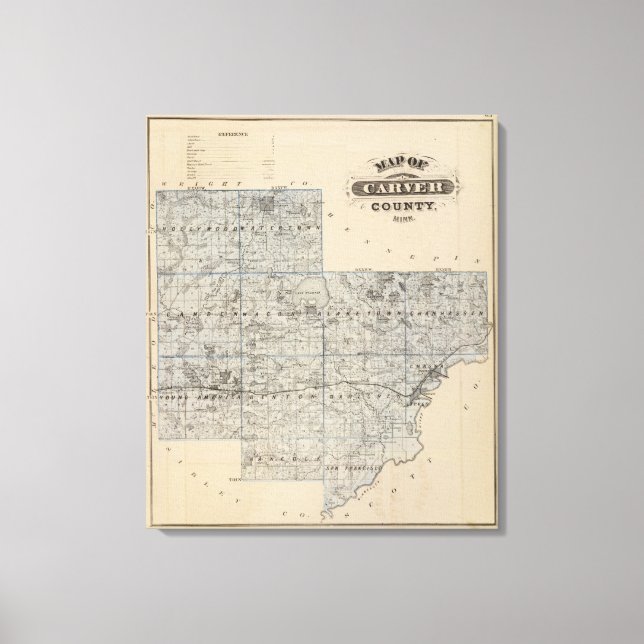Karta i Carver County, Minnesota Canvastryck (Framsida)