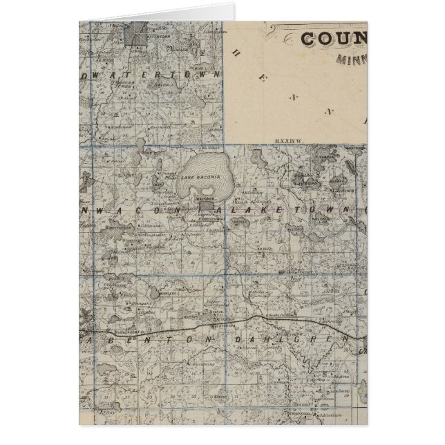 Karta i Carver County, Minnesota Hälsningskort (Framsidan)