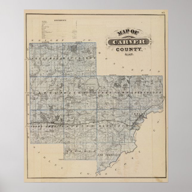 Karta i Carver County, Minnesota Poster (Framsidan)