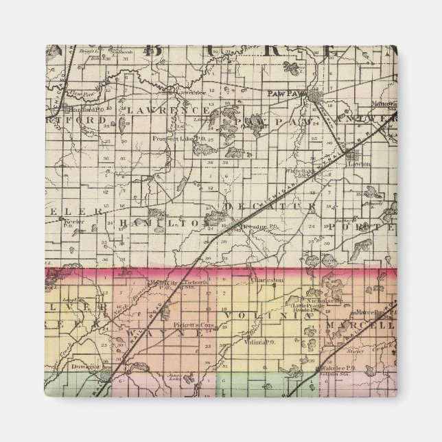 Karta i Cass County, Michigan Magnet (Framsidan)