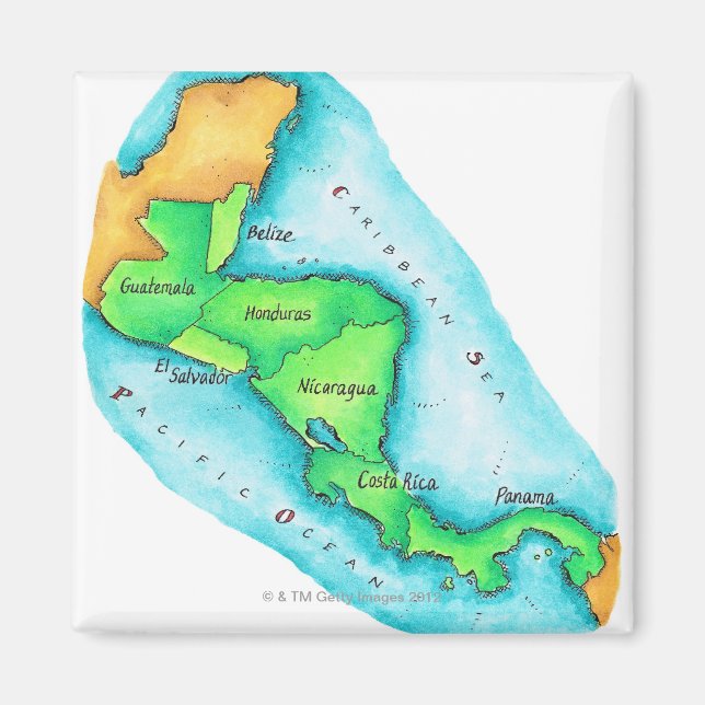 Karta i Centralamerika Magnet (Framsidan)
