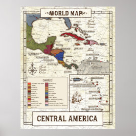 Karta i Centralamerika Poster