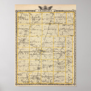 Karta i Champaign County Poster