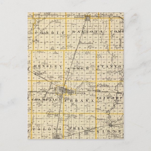 Karta i Champaign County Vykort (Framsida)