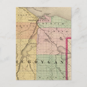 Karta i Cheboygan County, Michigan Vykort