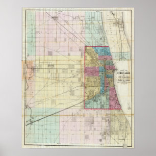 Karta i Chicago Poster