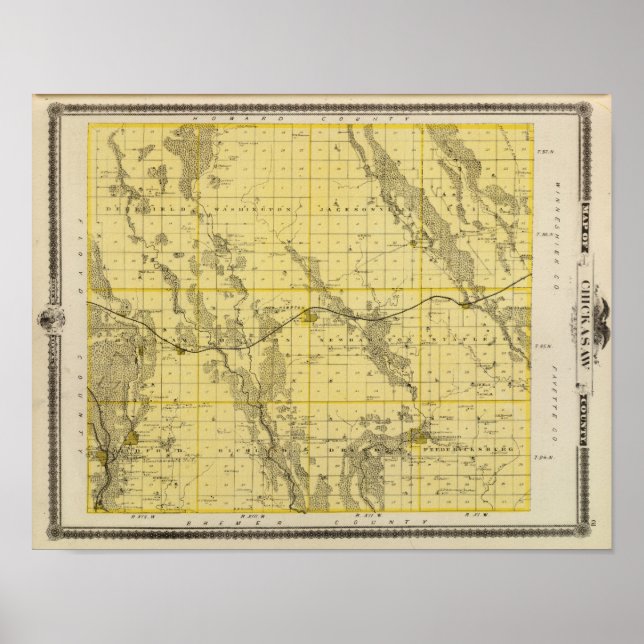 Karta i Chickasaw County, Iowa Poster (Framsidan)