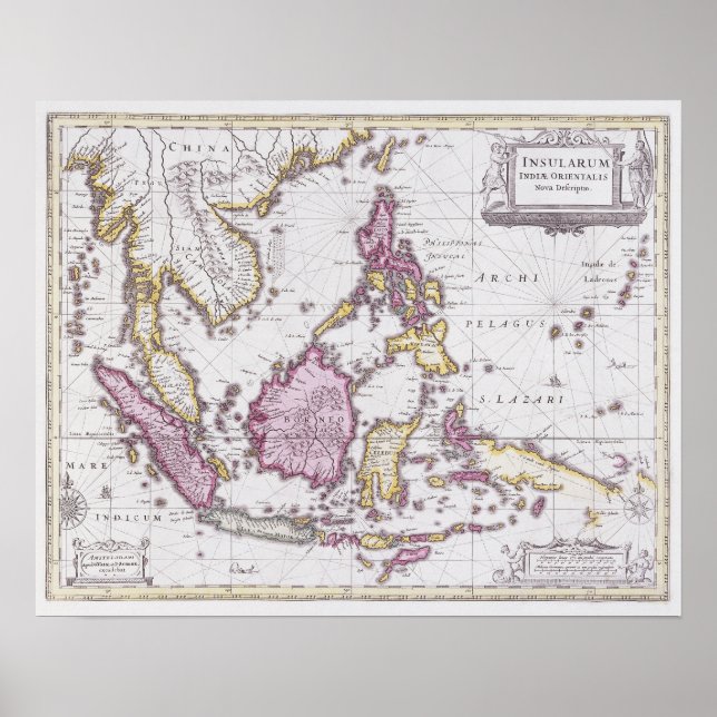 Karta i China och Indonesien | 1710 Poster (Framsidan)