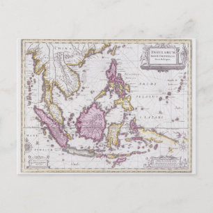 Karta i China och Indonesien 1710 Vykort